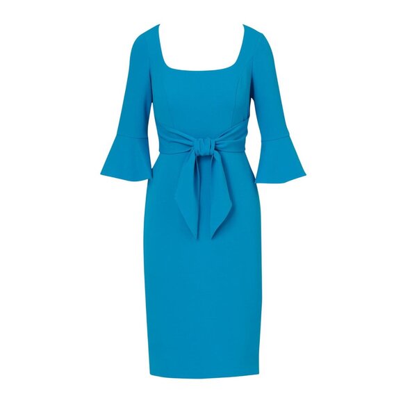 NWT Adrianna Papell Womens Bell Sleeve Tie Front Dress Deep Cerulean Blue 6 - Picture 5 of 10